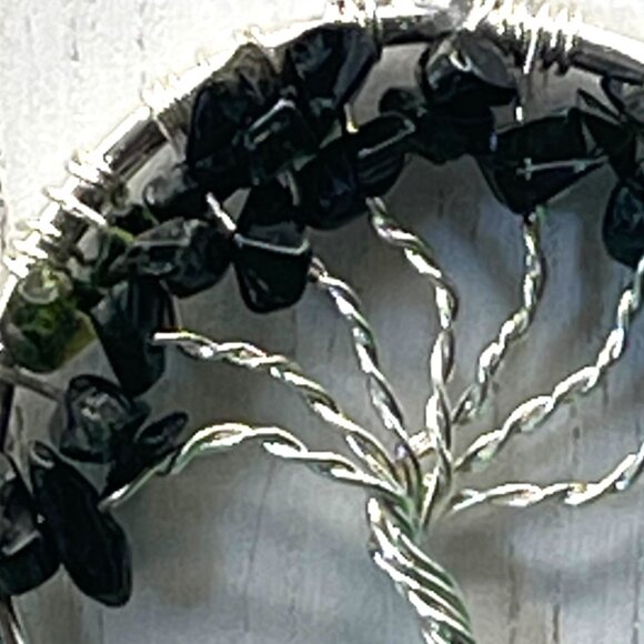 Tree Life Necklace Black tourmaline Crystal Chip Pendant Bohemian Hippie Jewelry - Picture 3 of 8